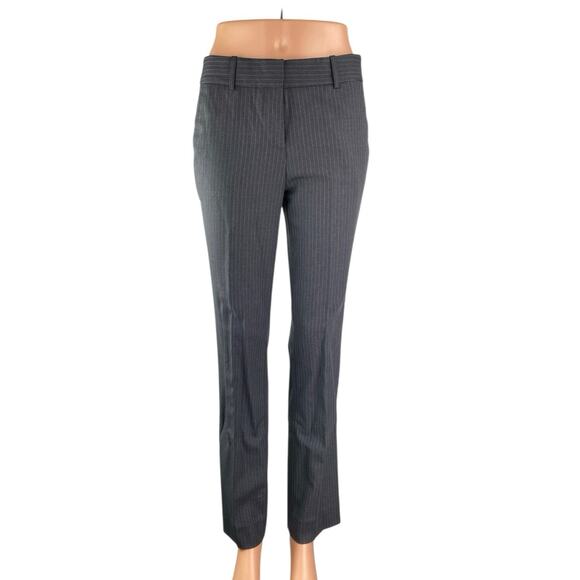 J.Crew Super 120's 100% Wool Gray Pinstriped High Waisted Trouser Dress Pants 2P - Picture 1 of 4